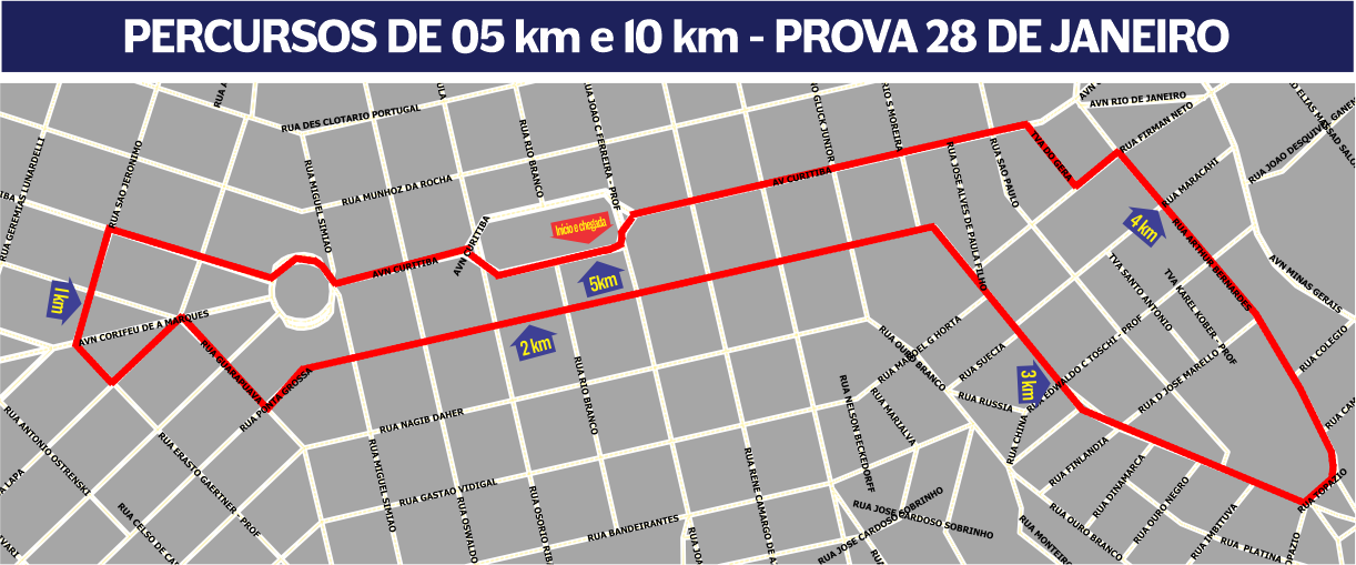 Percurso 5KM e 10KM