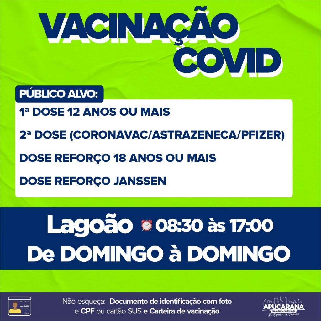 Apucarana vacina contra a gripe neste sábado, entre 8 e 12 horas –  Prefeitura Municipal de Apucarana