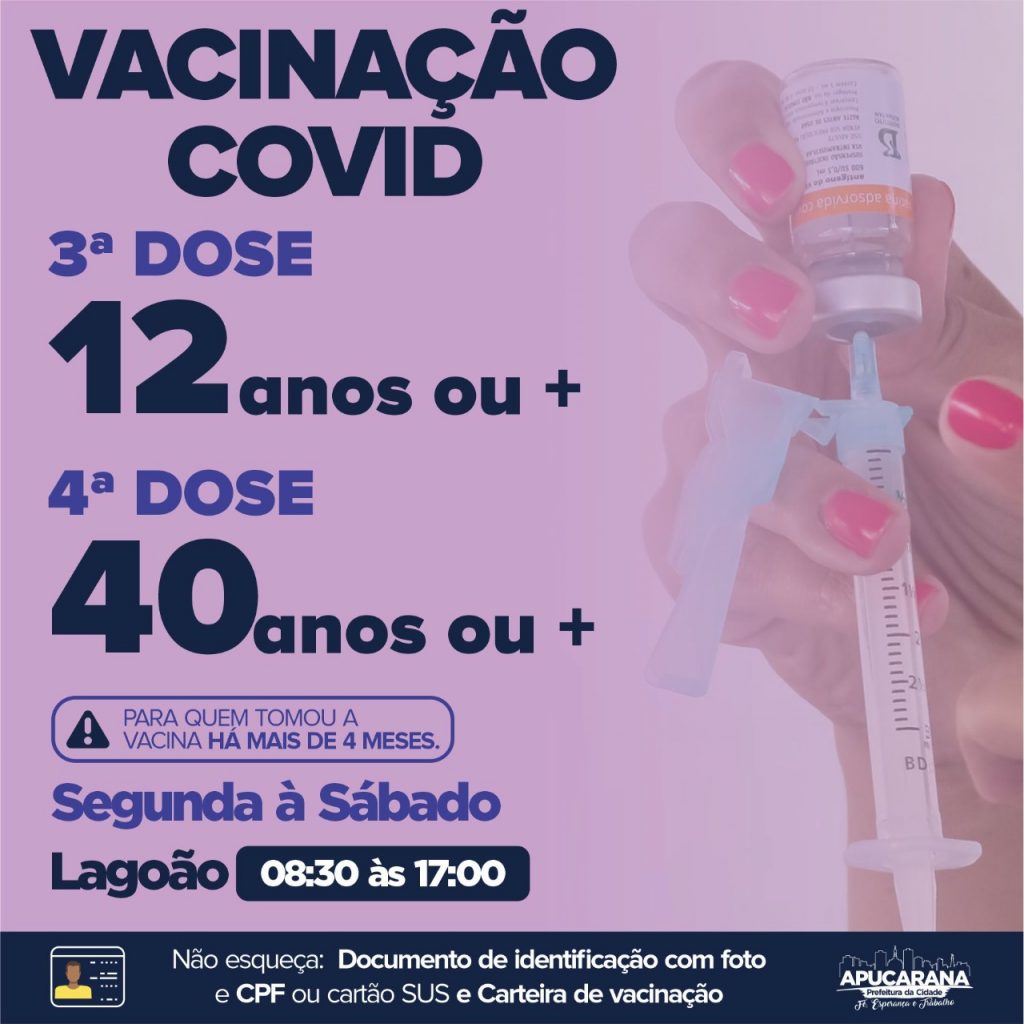 Apucarana vacina contra a gripe neste sábado, entre 8 e 12 horas –  Prefeitura Municipal de Apucarana